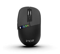 İnca IWM-512RS Ratón Inalámbrico 800/1200/1600 dpi, Pantalla LED, Ratón Óptico Inalámbrico con Bluetooth 1 5.0 + Bluetooth 2 5.0 + 2.4GHz Ratón Silencioso para Portátil, PC Negro