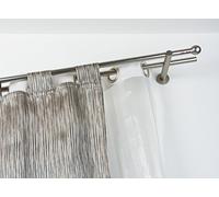 InCasa Barra Doble para Cortina, 20 mm. de diámetro, 140 cm. de Longitud, Modelo Elegance con tappo Chic en Acero cepilado - Completo, sin Anillas