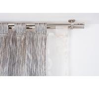 InCasa Barra Doble para Cortina, 20 mm. de diámetro, 260 cm. de Longitud, Modelo Elegance con tappo Chic en Acero cepilado - Completo, sin Anillas