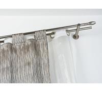 InCasa Barra Doble para Cortina, 20 mm. de diámetro, 260 cm. de Longitud, Modelo Elegance con tappo Chic en Acero cepilado - Completo, sin Anillas