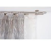 InCasa Barra Doble para Cortina, 20 mm. de diámetro, 280 cm. de Longitud, Modelo Elegance con tappo Chic en Acero cepilado - Completo, sin Anillas