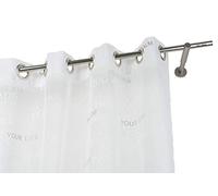 InCasa Barra para Cortina, 20 mm. de diámetro, 280 cm. de Longitud, Modelo Elegance con tappo Chic en Acero cepilado, Soportes Largos - Completo, sin Anillas