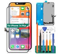 Incell - Kit de reparación de pantalla LCD para iPhone 14 Plus A2886, A2632, A2885, A2896, A2887, pantalla Full HD y digitalizador táctil 3D (negro, área de visualización más pequeña)
