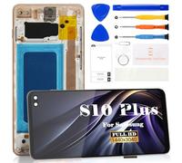 Incell - Pantalla de repuesto para Samsung Galaxy S10 Plus LCD SM-G975F, SM-G975U, SM-G975W, pantalla táctil digitalizadora con marco (dorado, sin función de huellas dactilares)