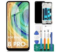INCELL para Realme 8 Pro Reemplazo de Pantalla para Realme 8 Pro Digitalizador para Realme 8 Pro RMX3081 Kits de reparación de LCD con Marco (Negro, sin identificación de Huellas Dactilares)