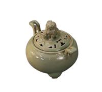 Incensario Cascada Quemador De Incienso Cerámica Zen For Interiores con Tapa León Tres Patas Y Doble Oreja Incensario de Mesa