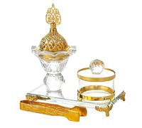 Incense Burner Holder - Antique Arabic Pot with Tong | Meditation Yoga SPA Tools For Tabletop Centerpiece Offices Living Room Tea House, Metal Charcoal Ash Catcher Vintage Oud Set