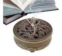 Incense Burner -Vintage Brass Incense Burner | Íncense Censer Holder with Auspicious Cloud Design | Ceramic Īncense Ash Catcher Ornament For Living Room Decor