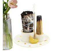 Incense Candle Burner, Elegant Ceramic Holder, Built in Ash Collector, Heat Resistant and Sturdy, Stylish Home Decor, 5,98 x 5,98 x 1,77 pulgadas, for Friends and Family