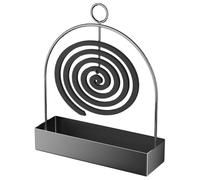 Incense Coil Burner - Fireproof Metal Ash Catcher, Portable Camping Iron Stand, Convenient Carrying Handle | Black Decorative Holder, Home Living Room Bedroom Fishing Desk Garden Patio Deck Barbecue U
