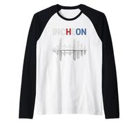 Incheon Skyline Corea del Sur Paisaje Urbano Viaje Souvenir Camiseta Manga Raglan