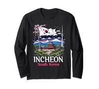 Incheon Souvenir Corea del Sur Bandera Corea Ciudad Coreana Vacaciones Manga Larga