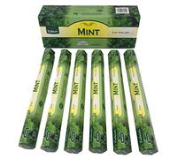 Incienso Aromático Menta, Incienso Natural Aromaterapia, Barras de Incienso, Caja 6 Paquetes de 20 Unidades c.u., Gran Duración