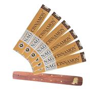 Incienso de canela Vijayshree Golden Nag 15 g Nueva fragancia varillas de cinnamon duración 60 minutos aproximadamente + regalo porta inciensos (6 cajas de 15 g)