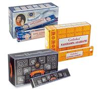 Incienso Goloka Nag Champa + Satya Nag Champa + Satya Super Hit. 12 Paquetes Cada Caja. Lote de Inciensos más vendidos