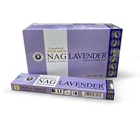 Incienso Lavanda Vijayshree Golden Nag 15 g Nueva fragancia varillas duración 60 minutos aproximadamente + regalo porta inciensos (12 cajas de 15 g)
