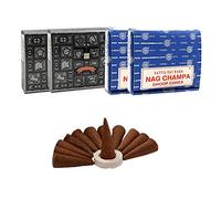 Surtido de conos de incienso Nag Champa + Super Hit. Lote de 4 cajas de 12 conos de la marca Satya Sai Baba.