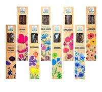 Incienso Natural, Incienso Orgánico sin Tóxicos, 5 Diferentes y aleatorios Puede Incluir: Salvia Blanca, Sándalo, Ámbar, Lavanda o Nag Champa (50Gramos Cada Cajetilla) Hecho a Mano(Surtido)