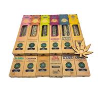 Incienso Orgánico ULLAS Pack 12 Uds. Varillas de Incienso Hechas a Mano 100% Natural - Varias Fragancias + 01 Quemador - Aromas Surtidos Según Disponibilidad