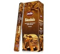 Incienso Sándalo AUM Fragrances - Caja de 6 cajitas de Incienso de 20 barritas - Místico, Meditación y Buena Fortuna - HOSTENATURA