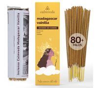 Incienso Vainilla Madagascar Cálido Natural - (80 Incienso organico) Sin Carbon Incienso Natural sin Toxicos, Hecho con Flores Recicladas | Notas Dulces, Terrosas, Acogedoras como Panadería