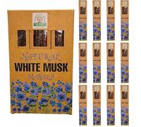 Incienso White Musk Natural Orgánico sin Tóxicos, 1 Caja Grande de Incienso - 12 Cajetillas de 50 g Cada Una (Total 600 g), Aroma Duradero y Natural.(White Musk)