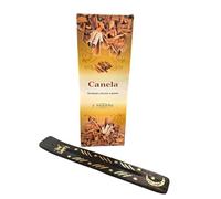 Inciensos, Incienso Canela Natural, Quemador Inciensos Satya de Madera, Inciensos satya, Incienso de Canela, Ceylan, Pack 6 x 20,120 und Inciensos, 1 Quemado de Incienso Canela ceyla Natural