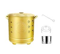 Incinerador De Residuos De Jardín De Acero Inoxidable con Tapa Y Ganchos, Portátil para Billetes, Documentos Y Papeles Viejos.(Gold,29cm)