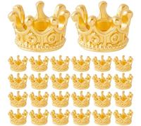 Incinkod 30 dijes de corona, mini coronas de aleación 3D para manualidades, cuentas de corona vintage, coronas de bricolaje, suministros para hacer joyas, manualidades (dorado)