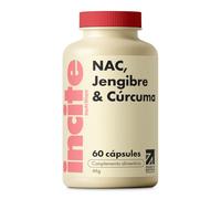 Incite Nutrition Complemento de NAC. N-acetil-cisteína 600mg de Alta Potencia con Jengibre y Curcumina. 60 cápsulas. Protección Antioxidante y Refuerzo Inmune. Apto para Vegetarianos y Veganos