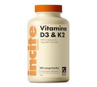 Incite Nutrition Vitamina D3 2000 UI y K2 (MK7) 50 µg - 180 Tabletas Vegetarianas Prémium - Suministro de 6 Meses - Vitamina D3 y K2 de Alta Potencia y Calidad - Fabricado en el Reino Unido