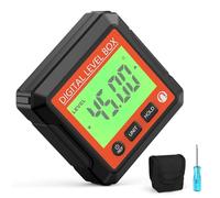 Inclinómetro digital con retroiluminación LCD, rango de medición de 4 × 90°, resolución de 0.05° y retención de datos, medidor de ángulo ABS portátil para construcción e ingeniería (rojo)