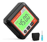 Inclinómetro digital con retroiluminación LCD, rango de medición de 4×90°, resolución de 0.05° y retención de datos, medidor de ángulo ABS portátil para construcción e ingeniería (rojo y blanco)