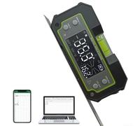 Inclinómetro digital con transmisión de datos Pantalla LCD dual Base magnética Tipo C Medidor de ángulo recargable para carpintería y construcción Negro (DC170)