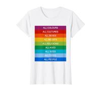 Inclusión Sociedad Moderna Diversidad Cultural Amor Arcoíris Camiseta gráfica económica, Mujer, Blanco, L