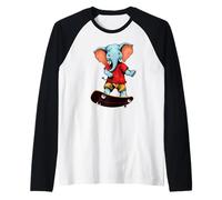 Incluso a los Elefantes Lindos Les Encanta el Skateboarding Camiseta Manga Raglan