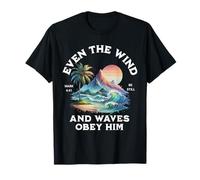 Incluso el Viento y Las Olas le obedecen Biblia Cristiana Hombres Mujeres Camiseta