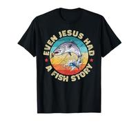Incluso Jesús tiene una historia de peces Pescador cristiano divertido retro Camiseta