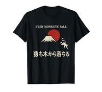 Incluso los Monos Caen Proverbio japonés Kanji MT Fuji Art Camiseta