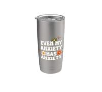 Incluso mi ansiedad tiene ansiedad Motivación floral colorida Vaso térmico de acero inoxidable de doble pared