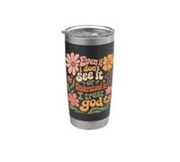 Incluso si no lo veo, confío en Dios Christian Boho Flowers Vaso térmico de acero inoxidable de doble pared