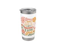 Incluso si no lo veo, confío en Dios Christian Boho Flowers Vaso térmico de acero inoxidable de doble pared