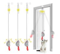 INCNMAD Juguetes para Gatos 4 Pcs Gris Juguete Interactivos para Gatos Ratones Colgantes con Sonido de Chirrido y Cola de Pluma para Jugar y Entrenar a su Gato
