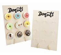 INCNMAD Soporte para Donuts de Madera 2 pcs Expositor de Donut para Candy Bar Tartas, para Fiesta de Cumpleaños, Pastel de Bodas, Decoración de Rosquillas 40 x 30 cm Letras Negras