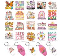 INCOK 8 hojas de calcomanías inspiradoras con citas inspiradoras para llavero de motel, diseño de mariposas y flores, llavero en blanco, regalo estético