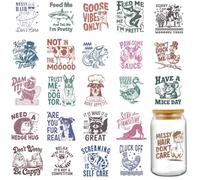 INCOK Transferencias para manualidades - 24 hojas de divertidos animales UV DTF Cup Wraps para vidrio de 16 onzas, pegatinas divertidas de transferencia Don't Duck with Me, regalos creativos para