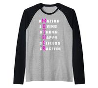Increíble Amor Fuerte Feliz día de la Madre Palabras Camiseta Manga Raglan