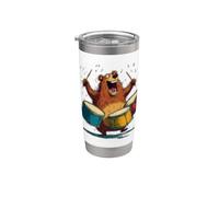 Increíble disfraz de oso de tambor para osos y baterista Vaso térmico de acero inoxidable de doble pared