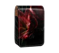 Increíble estuche de lápiz labial portátil con diseño floral rojo para viajes, mini caja de almacenamiento de lápiz labial con espejo para mujeres y mujeres, bolsa de cosméticos de cuero, Varios colores, 9.5x2x7 cm/3.7x0.8x2.7 in