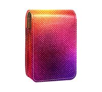 Increíble estuche portátil para pintalabios con patrón de fondo de luz para viajes, mini caja de almacenamiento de lápiz labial con espejo para mujeres y mujeres, bolsa de cosméticos de cuero, Varios colores, 9.5x2x7 cm/3.7x0.8x2.7 in